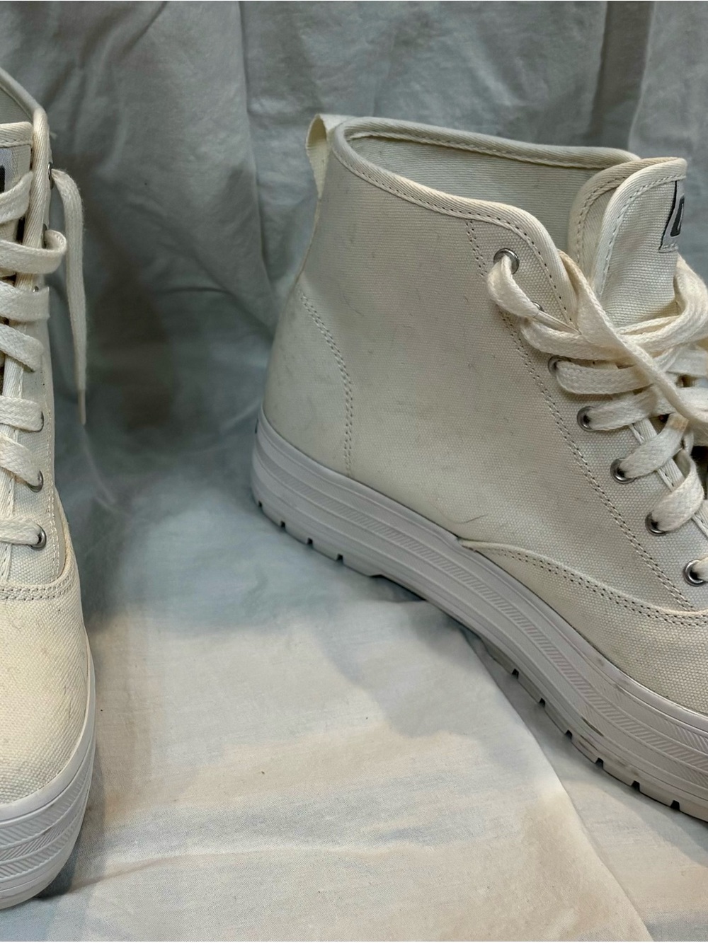 Keds White Canvas Platform High-Top Sneakers